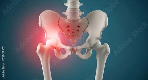 Wallpaper Mural Pelvic Bone Anatomy with Highlighted Hip Pain Illustration Torontodigital.ca