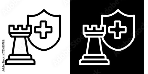 Business Insurance Strategy  Icon Set White Style Collection