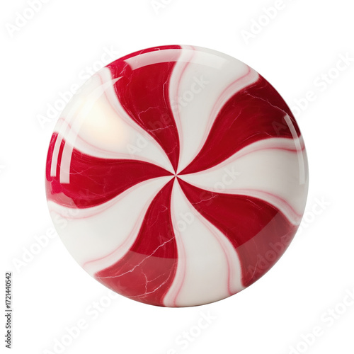 Vibrant red and white swirled hard candy for holiday and dessert themes