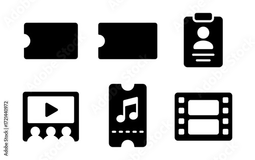 Event admission icons for tickets and id badges perfect for event planning and marketing designs