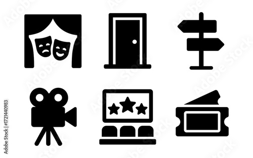 Theatre icons collection for artistic and event designs