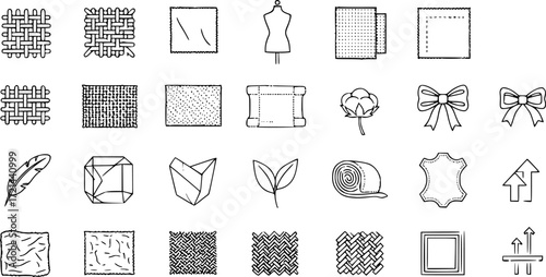 Set of fabric line icons.