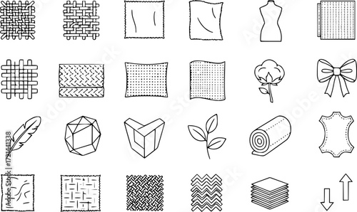 Set of fabric line icons.