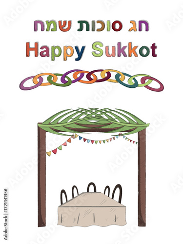 Happy Sukkot Celebration Festive Sukkah and Holiday Greetings