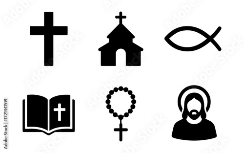 Christian symbols collection for religious design and decoration