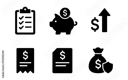 Financial elements icons for finance management and budget planning design
