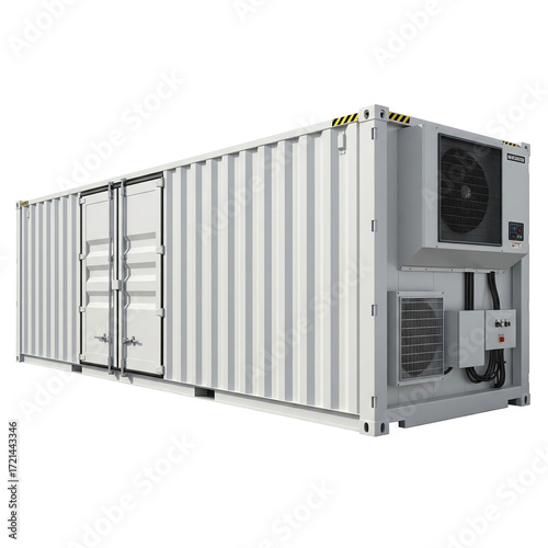 White refrigerated shipping container for cold chain logistics and transport