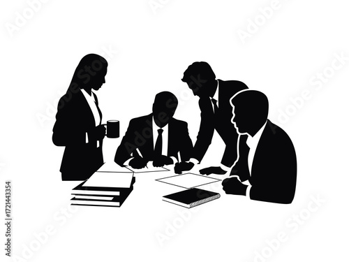 Business professionals in a meeting silhouette