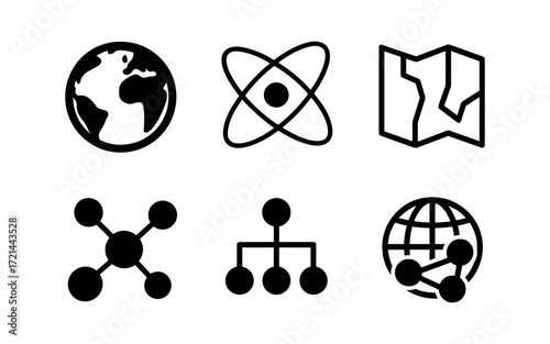 Geography and network symbols for educational and technological design projects