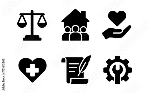 Collection of civic symbols for community engagement and social responsibility