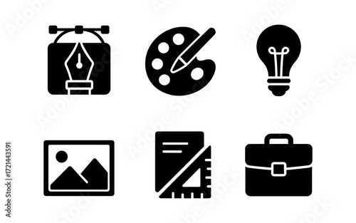 Creative art set featuring design icons for inspiration and professional projects