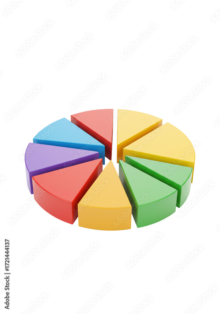 Obraz premium Colorful 3D Pie Chart Data Visualization