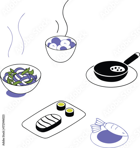 Vibrant isometric food collection vector illustration eps scalable graphics for culinary design illustration