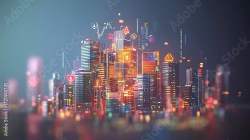 Futuristic Metropolis A Glimpse into the Smart City of Tomorrow with Financial Data and Tech