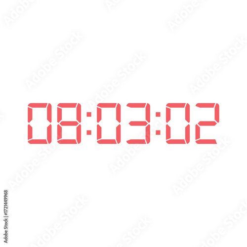 LED digital clock number for counter or calculator mockup design