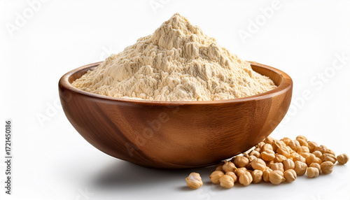 Raw Chickpea Flour In A Wooden Bowl On A Transparent Background Isolated Background