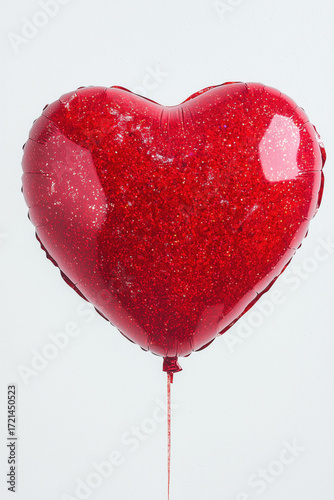 Heart-shaped helium balloon with glitter, festive and decorative