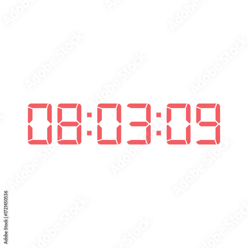 LED digital clock number for counter or calculator mockup design