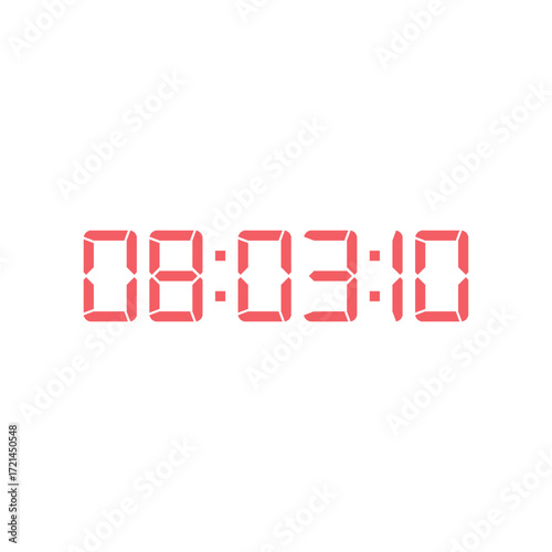 LED digital clock number for counter or calculator mockup design