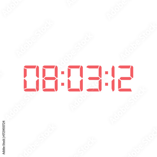 LED digital clock number for counter or calculator mockup design