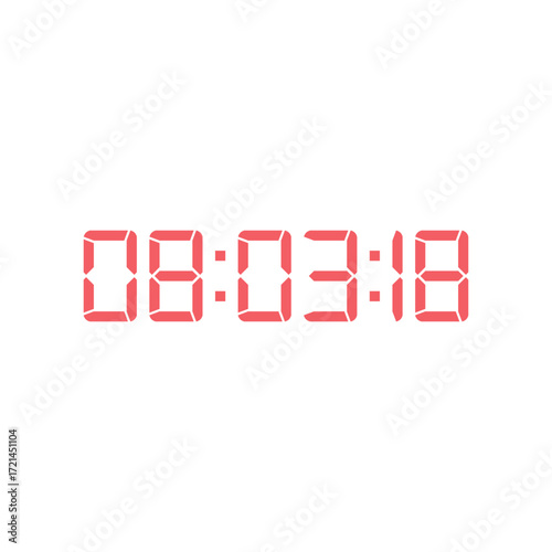 LED digital clock number for counter or calculator mockup design