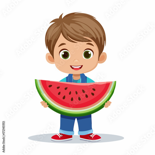 Kleiner Junge mit Wassermelone
