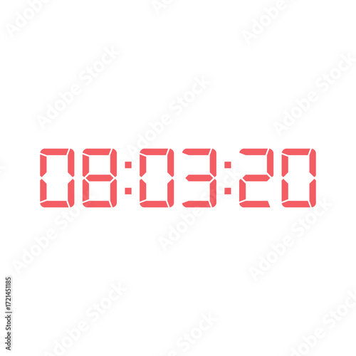 LED digital clock number for counter or calculator mockup design