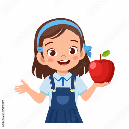 Kleines Mädchen mit einem Apfel
