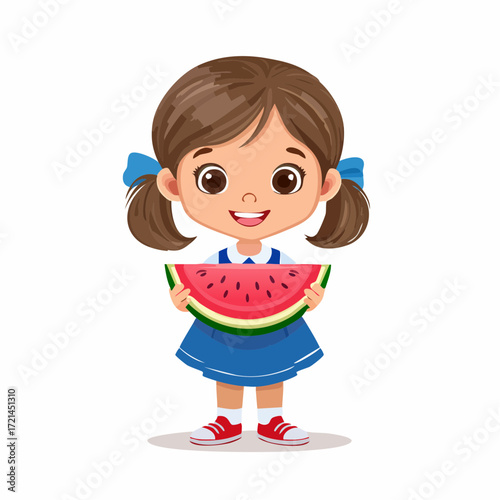 Kleines Mädchen mit Wassermelone