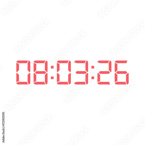 LED digital clock number for counter or calculator mockup design
