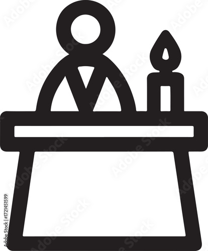 Silhouette altar outline icon vector for religious, sacred, ceremonial, spiritual, and worship design use.