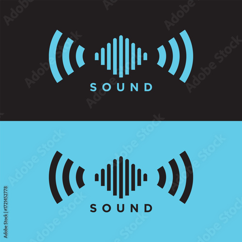 Sound wave icon for voice recognition in virtual assistant, speech signal. Abstract audio wave, voice command control, outline acoustic waveform.