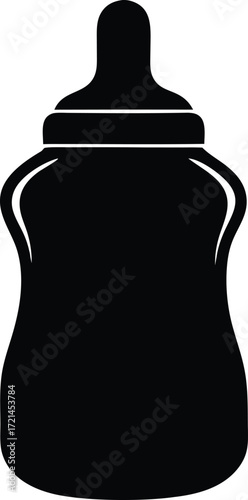 baby bottle silhouette vector, infant feeding illustration
