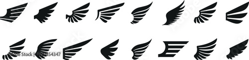  wings black icons, angel wing silhouettes, bird wings vector, fantasy wings doodle, aviation wings outline, gothic black wings, wing tattoo art, cartoon wing pack, minimal angel wings, stylish wing d