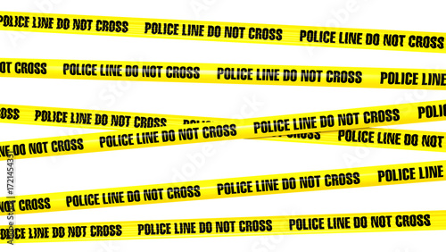 Bild auf Leinwand Police Line Do Not Cross tapes direct view, sharp, in focus