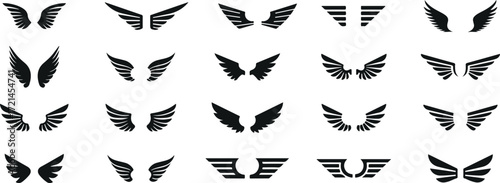 wings vector icons, bird wings silhouette, angel wings doodle, aviation wings cartoon, feather wings symbol, trophy wings pack, fantasy wings artwork, cartoon gothic wings, wings minimal doodle, black