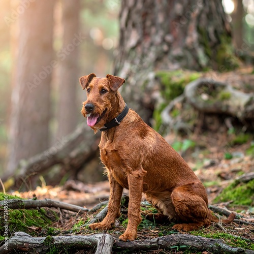 Red Irish Setter in forest