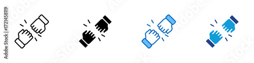 Teamwork Multiple Style Icon Design Vector - Two hands joining together symbolizing teamwork, collaboration, and partnership