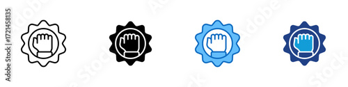 Revolution Multiple Style Icon Design Vector - raised fist inside a gear symbolizing revolution, empowerment, and change