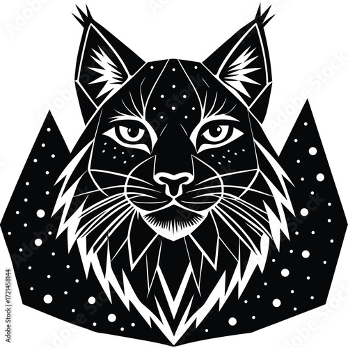 Low poly raccoon face close-up geometric illustration isolated on white