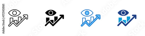 Visionary Multiple Style Icon Design Vector - Eye with growth chart symbol representing visionary leadership, foresight, and strategic planning