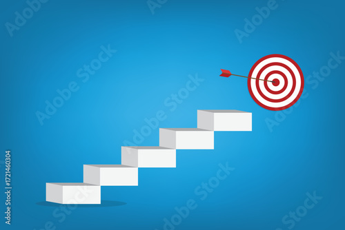 Business challenge failure and success concept. Red arrow hits the center.	