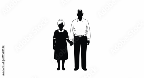 Elderly couple holding hands, representing enduring love and companionship