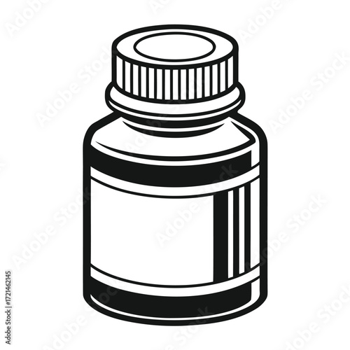 Flat Plastic Medicine Container Silhouette Vector Illustration