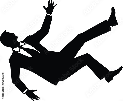 falling businessman market failure icon vector, economic decline symbol illustration
