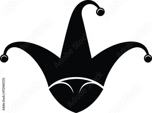 mardi gras jester hat silhouette vector, carnival party headwear illustration
