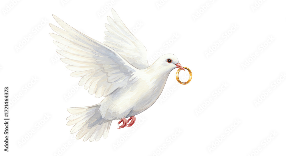 Obraz premium White Dove Carrying a Wedding Ring