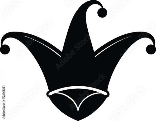 mardi gras jester hat festive costume icon vector, celebration cap symbol illustration
