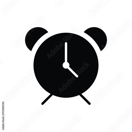 Alarm Clock Silhouette Icon — Classic Time Symbol Vector