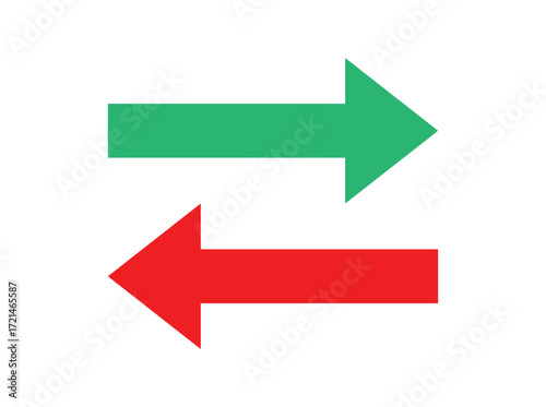 Opposite Direction Arrows — Green Right and Red Left Vector Icon